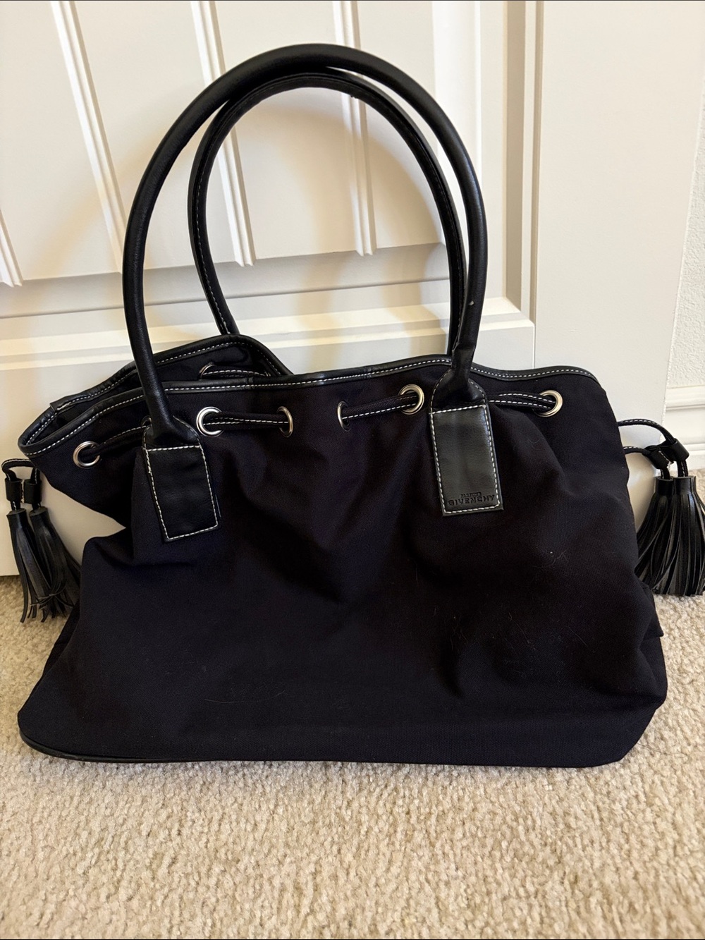 Givenchy Perfume Large Tote Bag Black Cotton Drawstring Closure